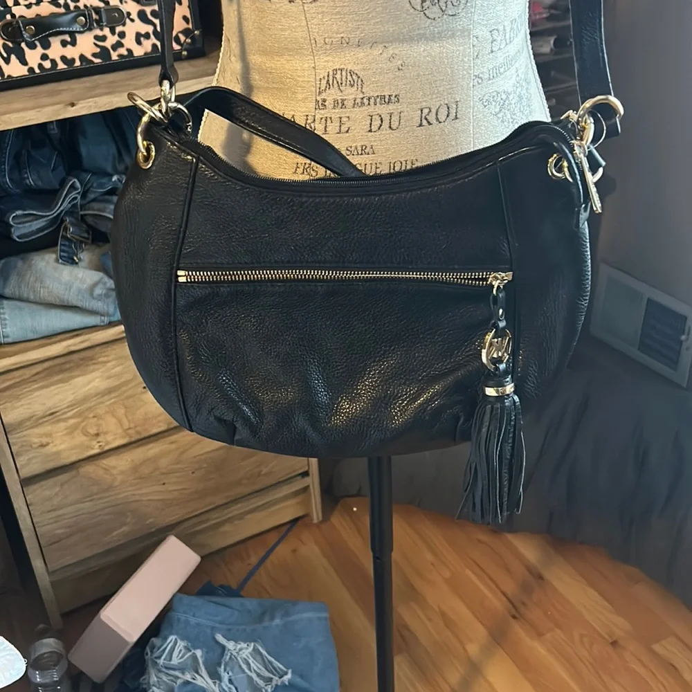 Black Leather Michael Kors Shoulder Hobo Bag - Picture 1 of 7